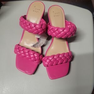 a new day Pink Braided Double-Strap Slide Mules